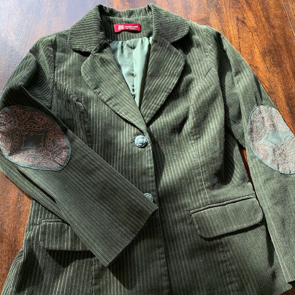 Hongyulang Green Corduroy Jacket w/Elbow Patches - Picture 1 of 7